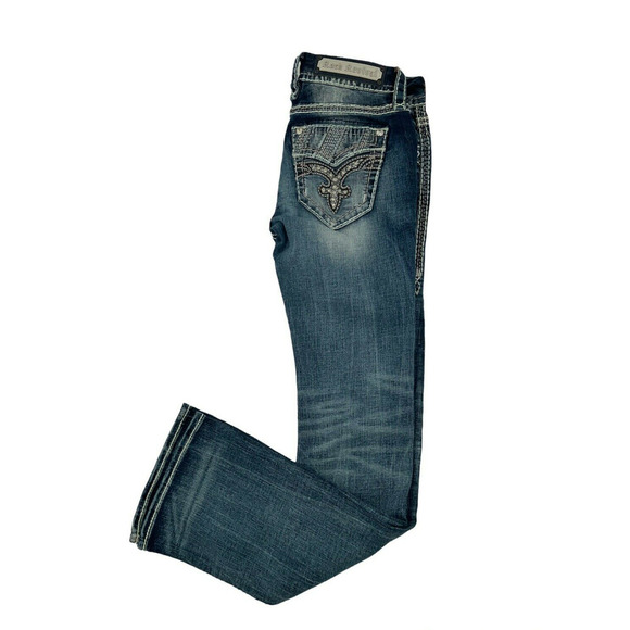 Rock Revival Liri Jeans Womens Size 26 Embroidered Thick Stitches Whiskers Denim - Picture 11 of 12